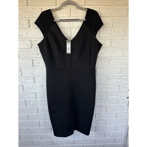 NY & Co Black Lace Cap Sleeve Sheath Dress XL NWT